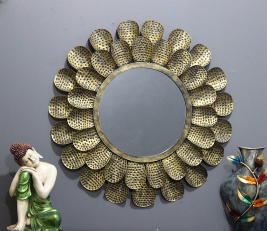 Decorative Round Gold Sun Wall Mirror