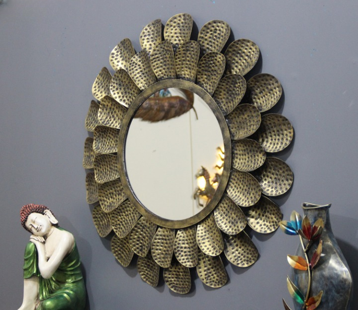 Decorative Round Gold Sun Wall Mirror