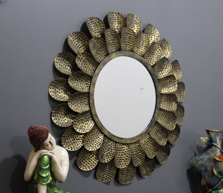 Decorative Round Gold Sun Wall Mirror