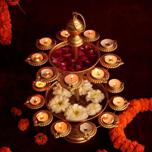 Decorative Urli Bowl with Diya Stand