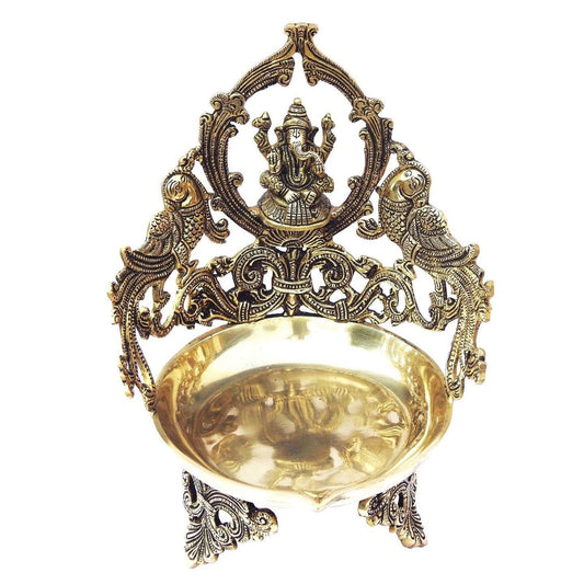 Decorative Big Size Urli or Diya with Ganesha Design Made of Brass - ArtyCraftz.com