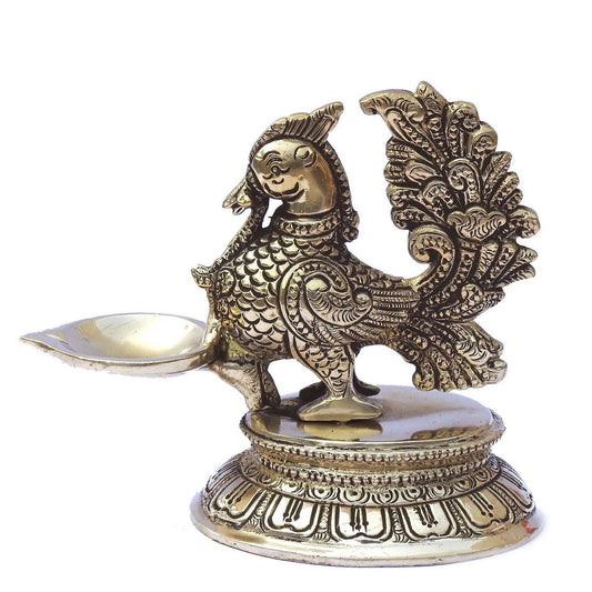 Decorative Bird Oil Lamp Brass Diya - ArtyCraftz.com