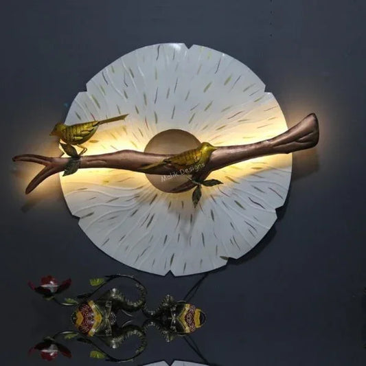 Decorative Metal Birds Wall Decor White Plate 2 Birds for Kids Room - ArtyCraftz.com