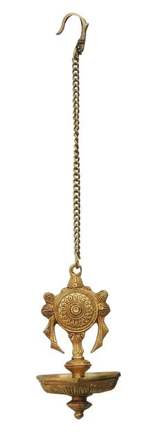 Decorative hanging diya Brass Vaishnava Conch Hanging Lamp - ArtyCraftz.com