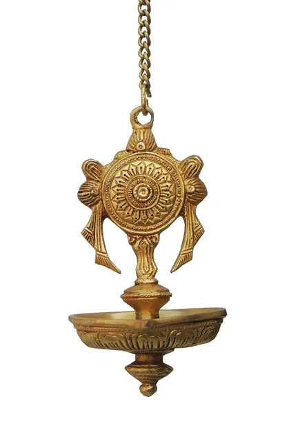 Decorative hanging diya Brass Vaishnava Conch Hanging Lamp - ArtyCraftz.com