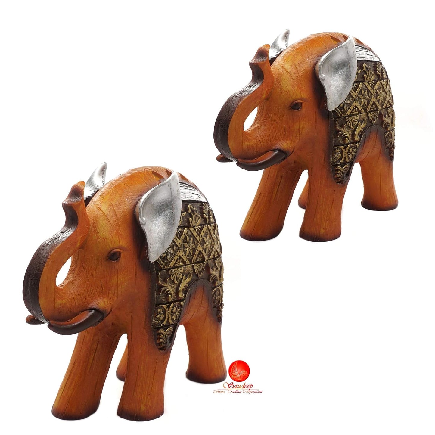 Decorative poly resin elephant pair table showpiece-ArtyCraftz.com