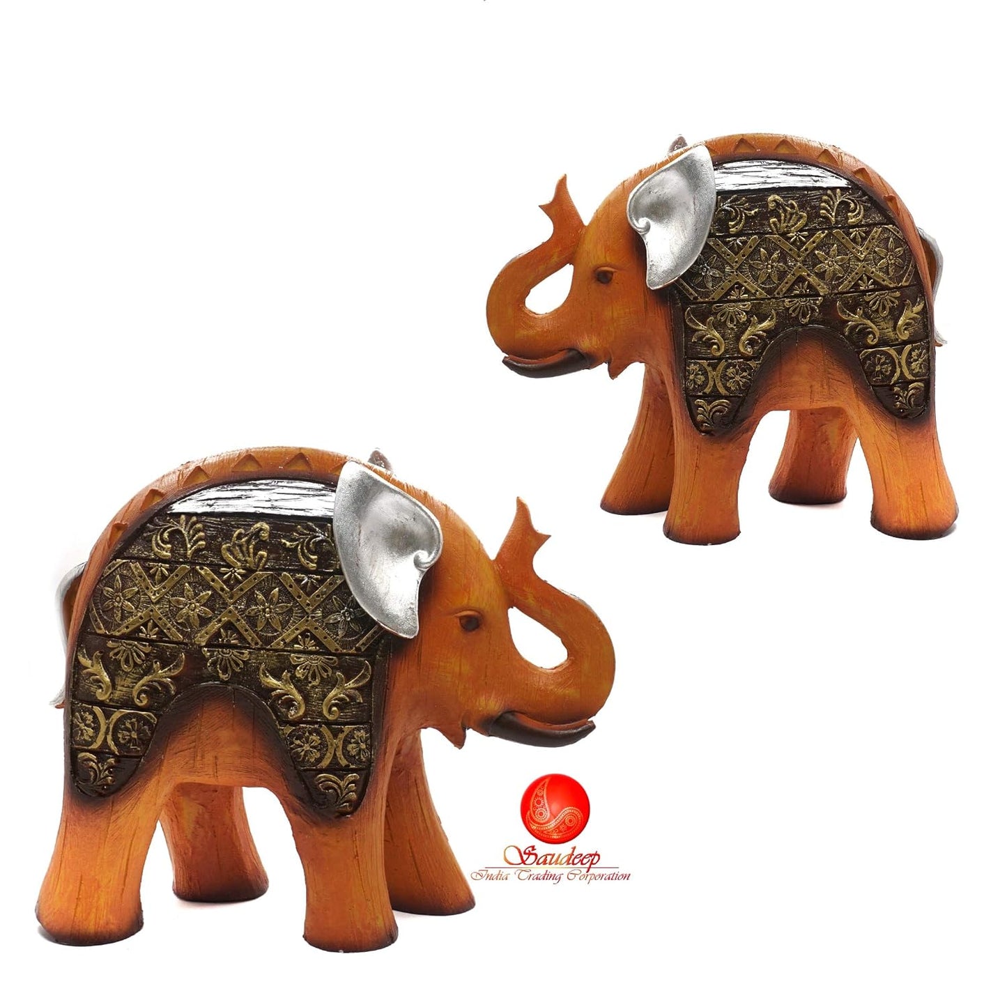 Decorative poly resin elephant pair table showpiece-ArtyCraftz.com