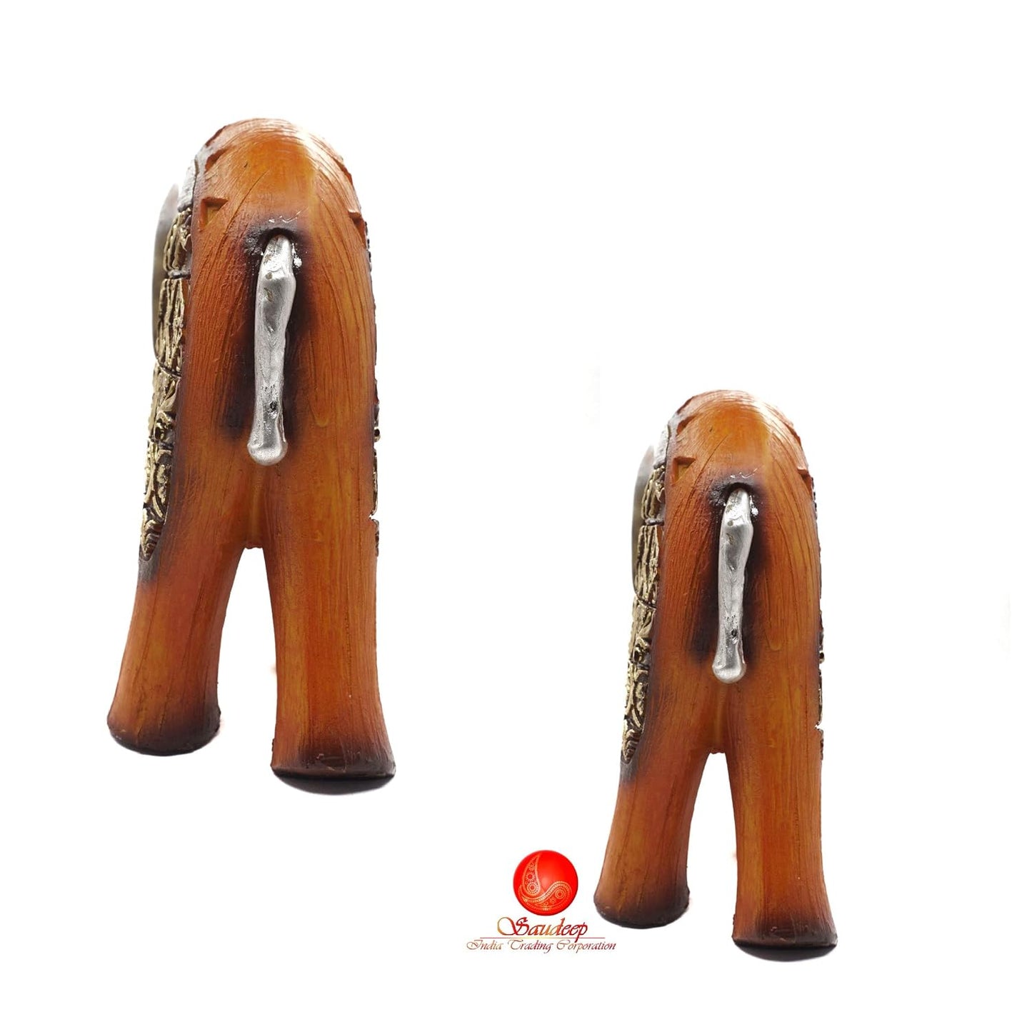 Decorative poly resin elephant pair table showpiece-ArtyCraftz.com