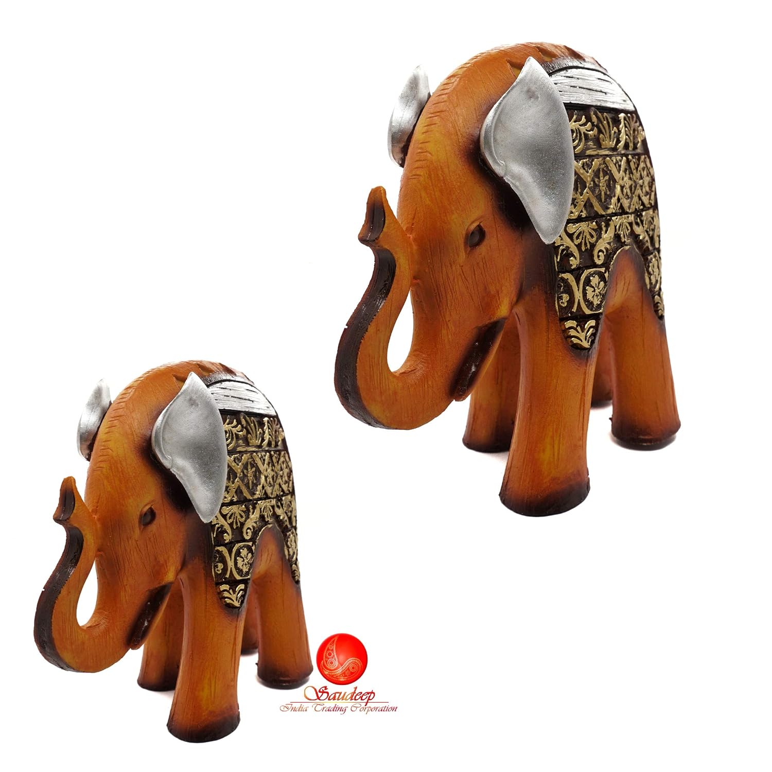 Decorative poly resin elephant pair table showpiece-ArtyCraftz.com