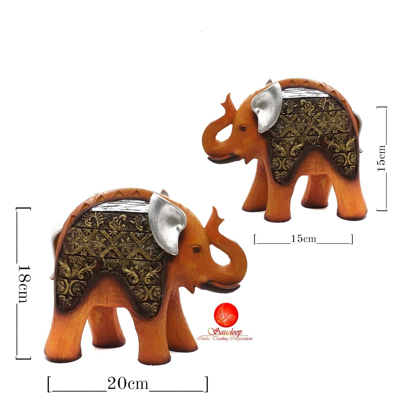 Decorative poly resin elephant pair table showpiece-ArtyCraftz.com