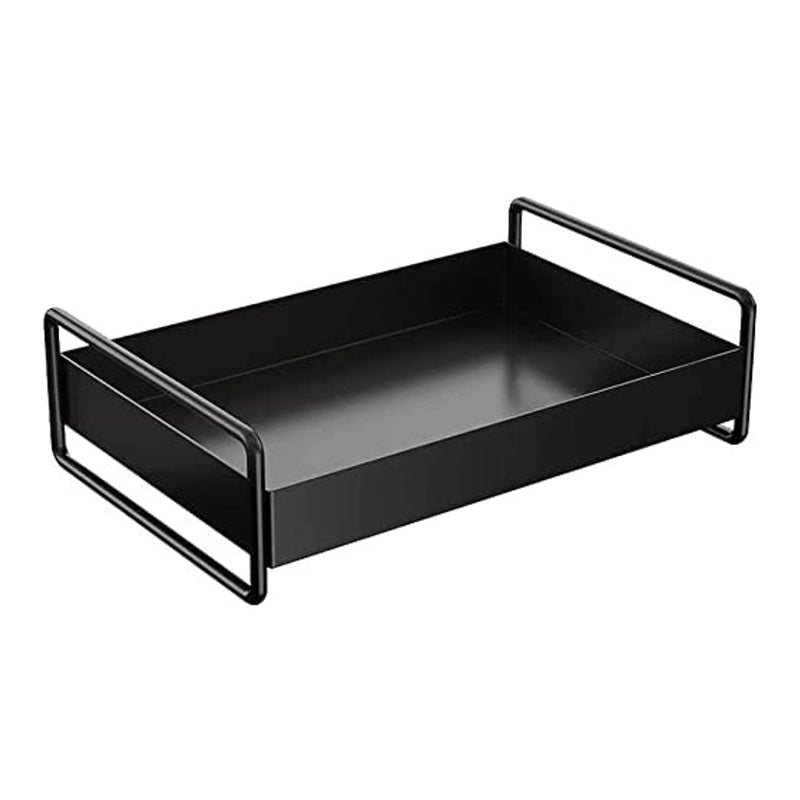 Black metal tray with handles