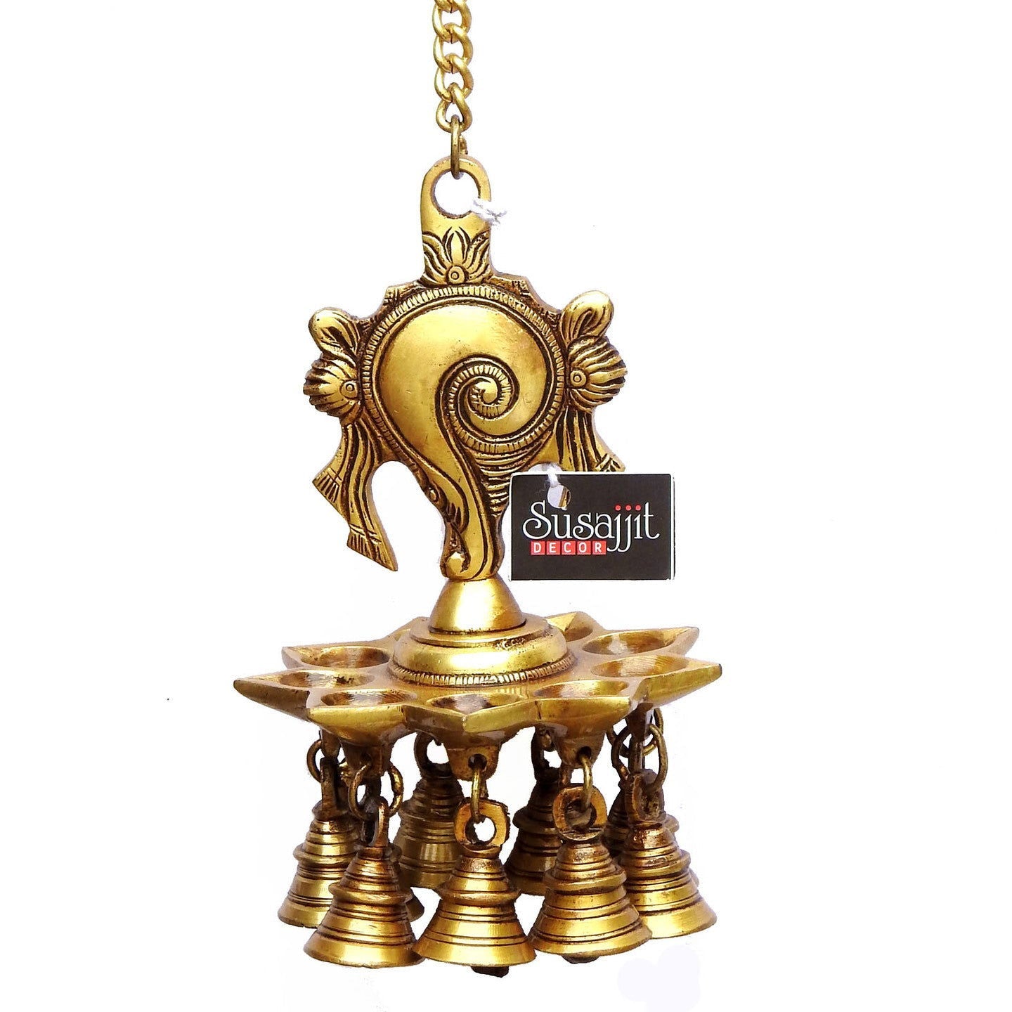 Designer Hanging Lamp of Shankh Symbol Made of Brass - ArtyCraftz.com