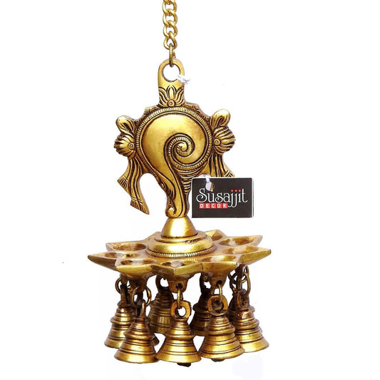 Designer Hanging Lamp of Shankh Symbol Made of Brass - ArtyCraftz.com