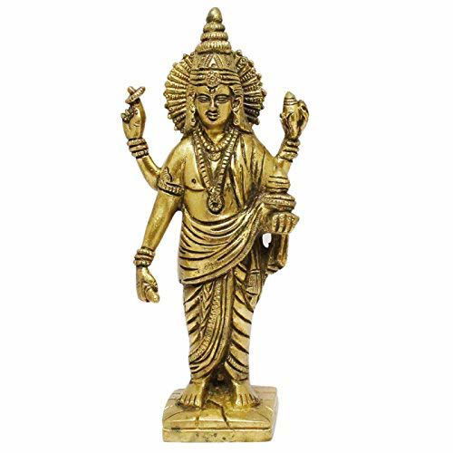 Dhanvantari - The Physician of The God (Holding The Vase of Immortality) - Brass Statue, Height 7.5 inches - ArtyCraftz.com