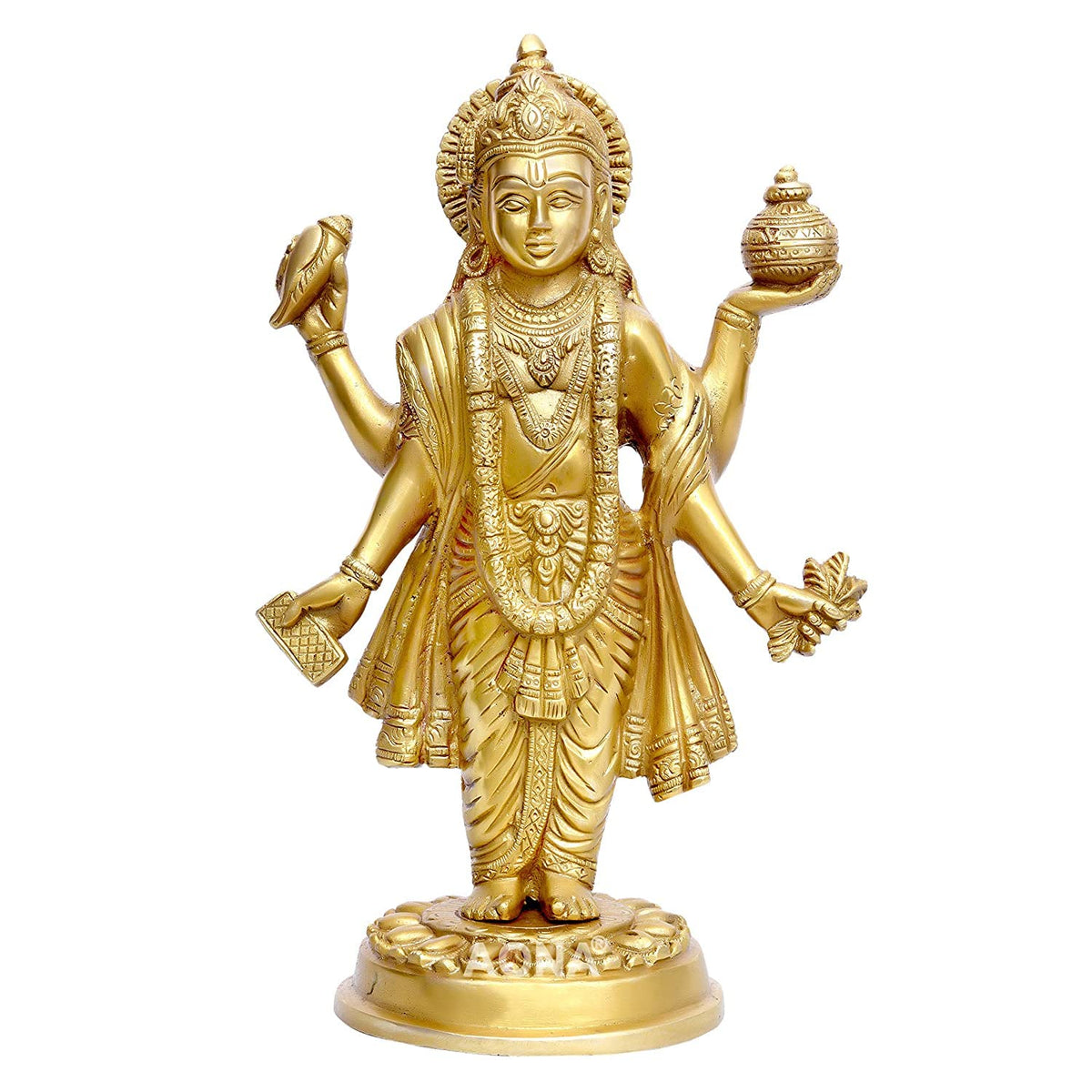 Dhanvantri brass idol with traditional gold finish-artycraftz.com