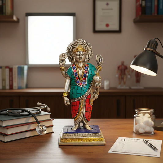 Dhanvantri idol with colorful handcrafted mosaic style finish-artycraftz.com