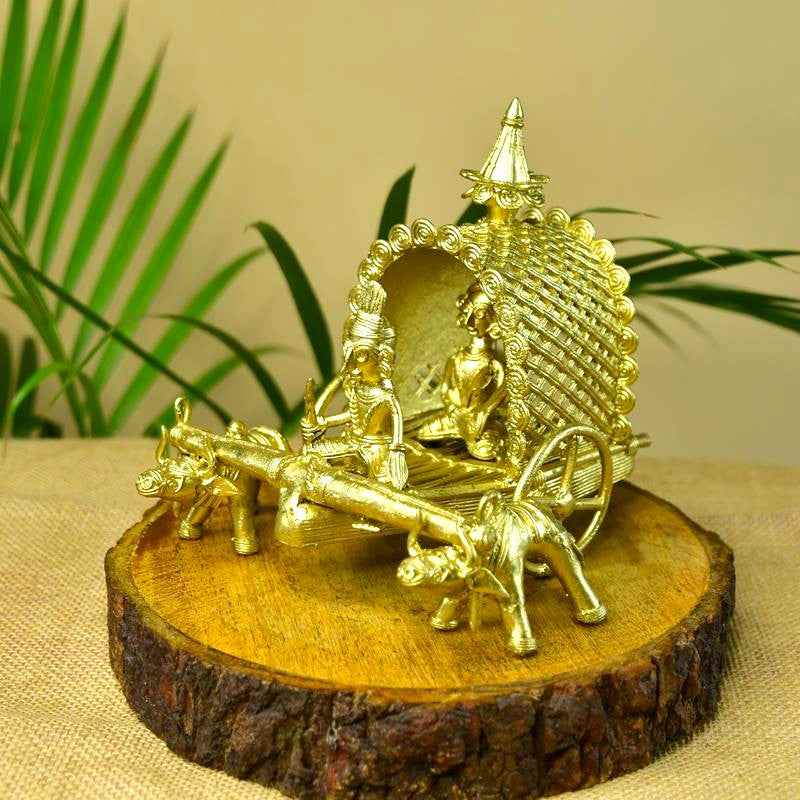 Dhokra Art Brass Decor - Cow Cart