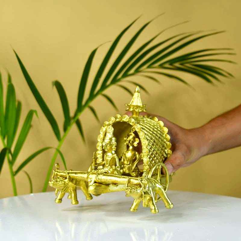 Dhokra Art Brass Decor - Cow Cart