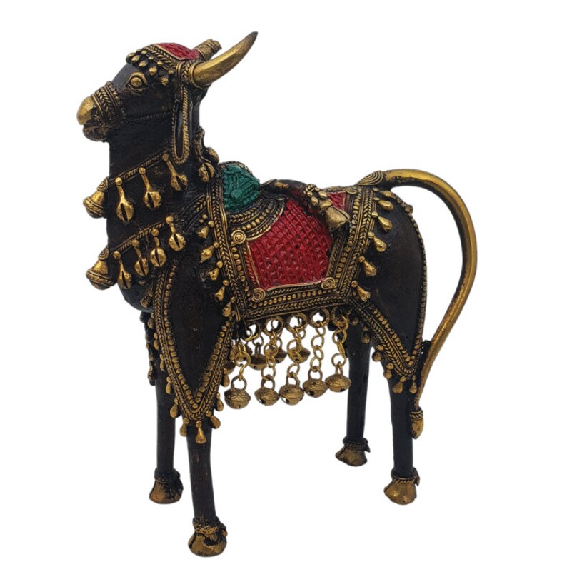 Dhokra Art Five Legged Nandi Statue-ArtyCraftz.com