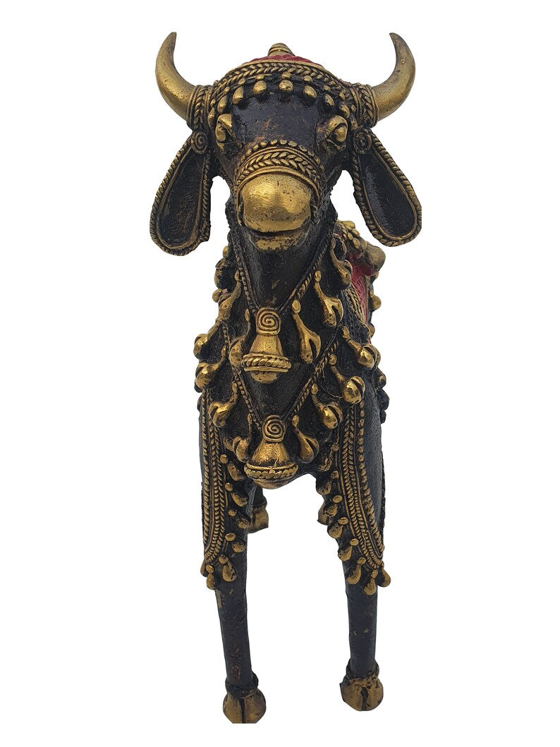 Dhokra Art Five Legged Nandi Statue-ArtyCraftz.com