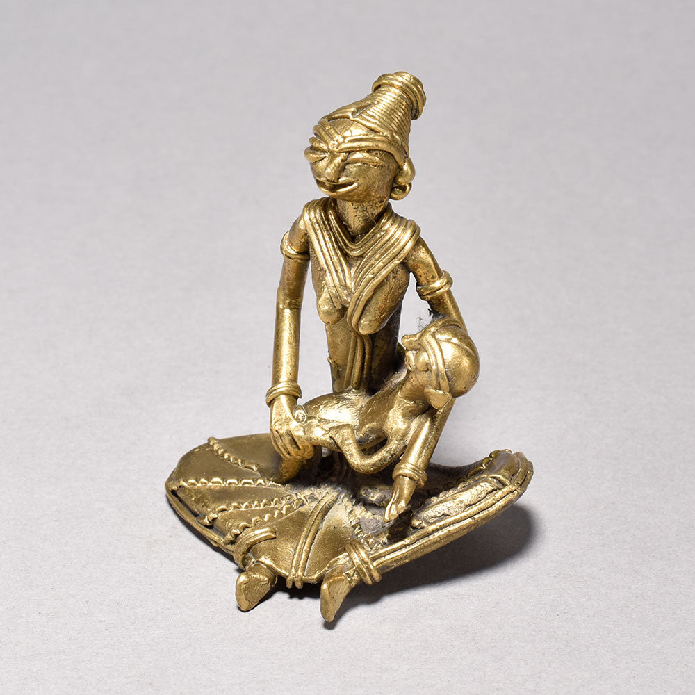 Dhokra Art Tribal Mother with Baby Showpiece-ArtyCraftz.com