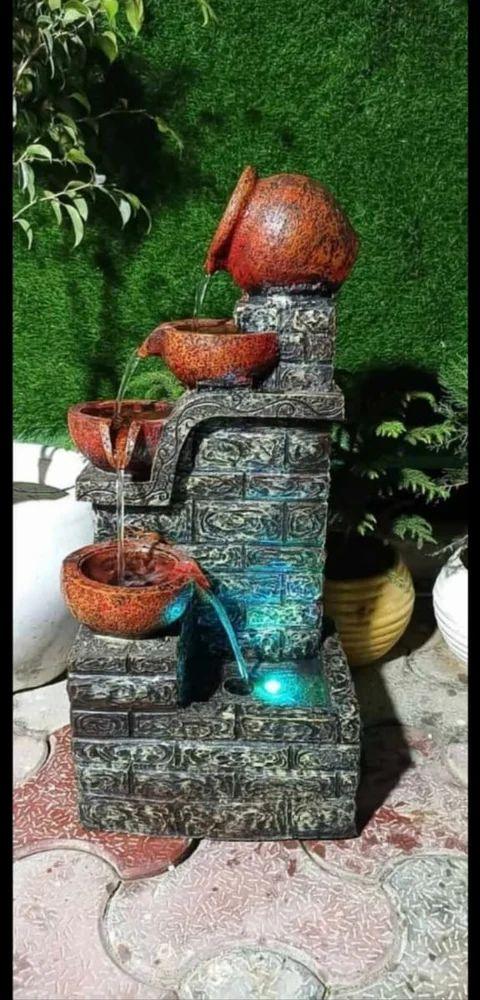 Divine Cascading 4 Diyas Resin Water Fountain-ArtyCraftz.com
