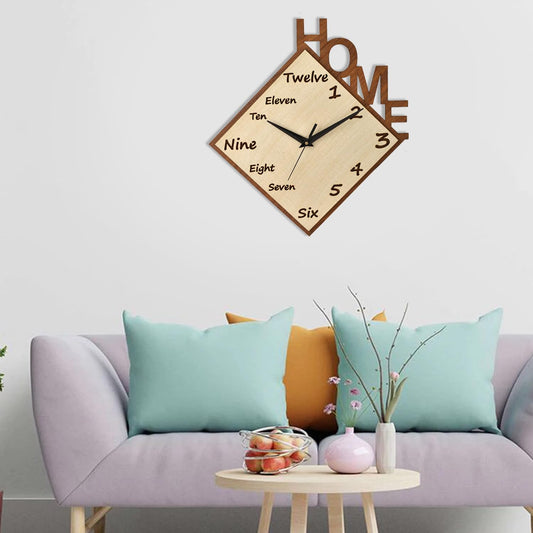 Dual Time Display Square MDF Wooden Wall Clock -ArtyCraftz.com
