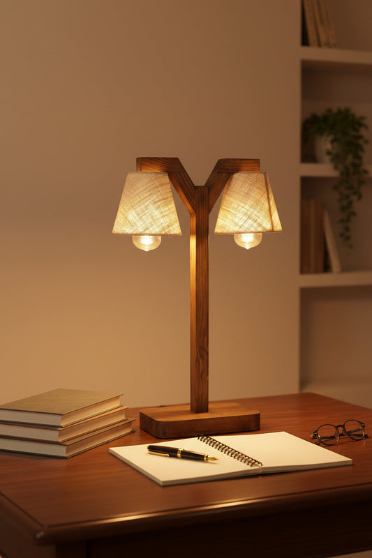 Elania Wooden Table Lamp with Jute Lampshade
-artycraftz.com
