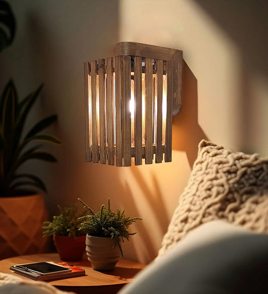 Elegant Brown Wooden Wall Light - ArtyCraftz.com