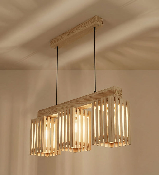36 inch pine wood hanging ceiling light with slatted design-artycraftz.com
