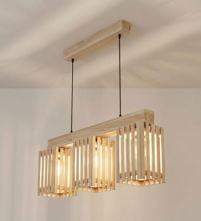 36 inch pine wood hanging ceiling light with slatted design-artycraftz.com