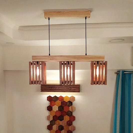 Elegant Brown & Beige Wooden Series Hanging Lamp - ArtyCraftz.com