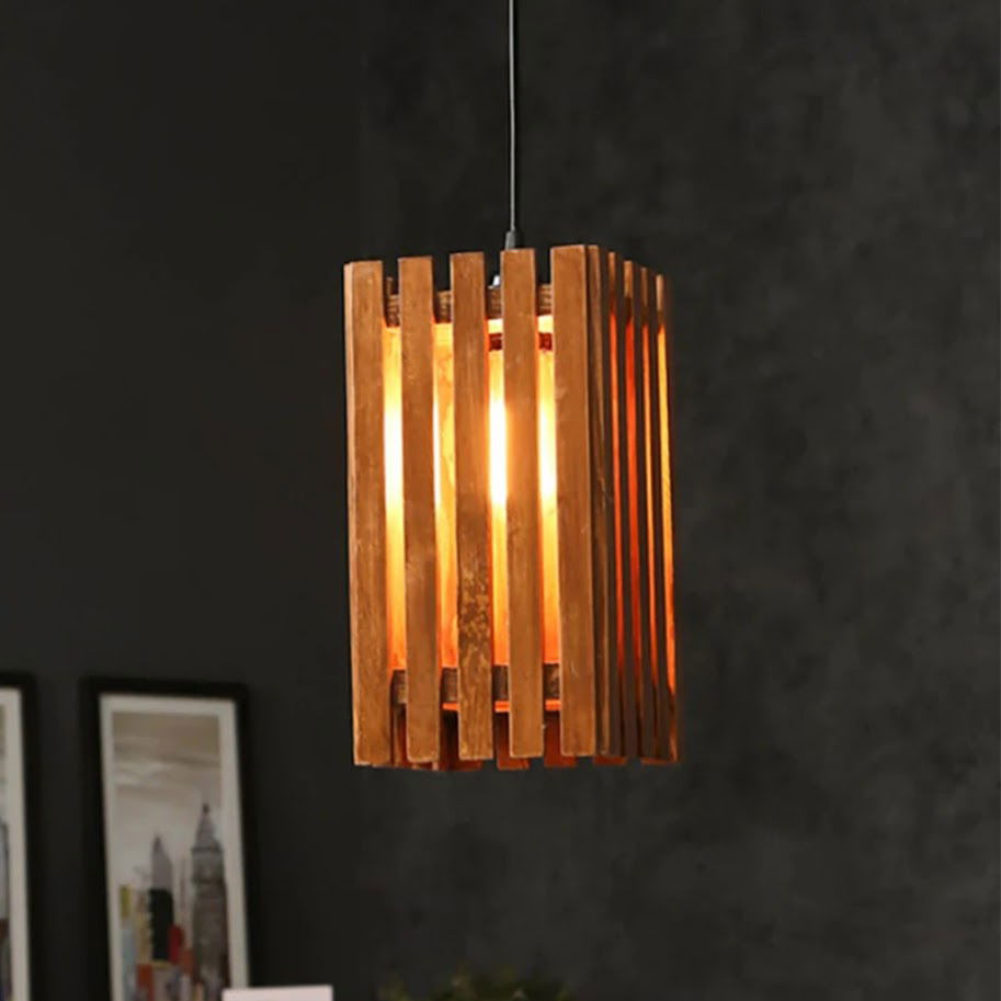 Elegant Brown Wooden Single Hanging Lamp - ArtyCraftz.com