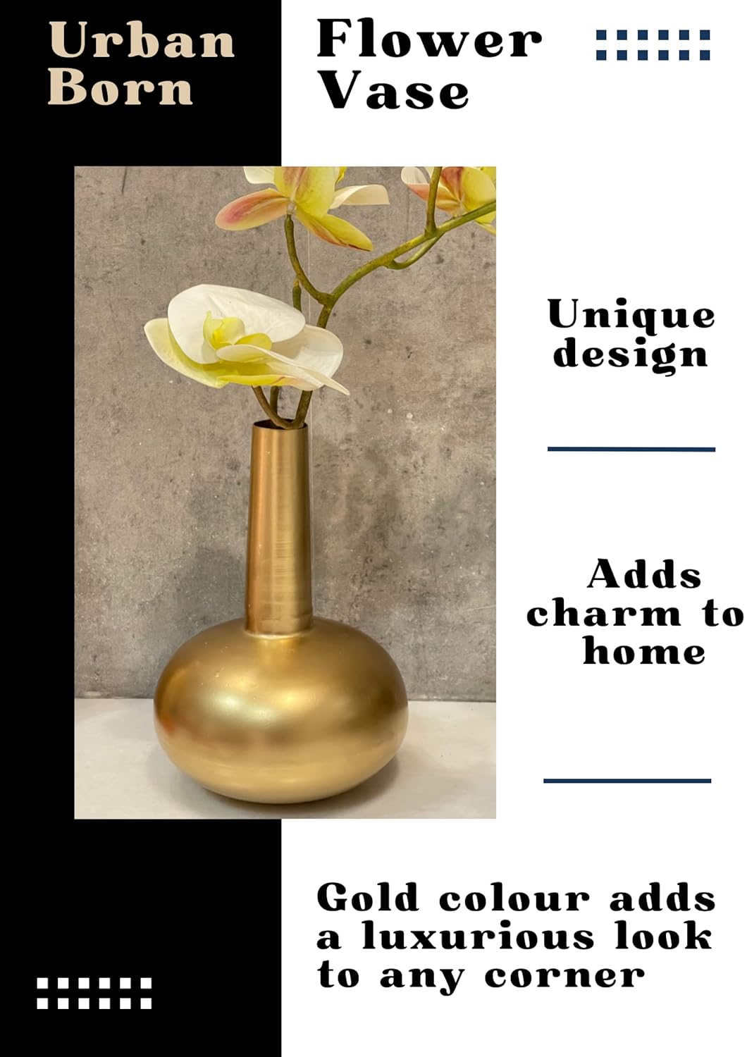 Elegant Spherical Base & Long Neck Design Iron Vase-ArtyCraftz.com