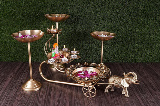 Elephant Gold Baggi Urli Set for home decor and puja-ArtyCraftz.com