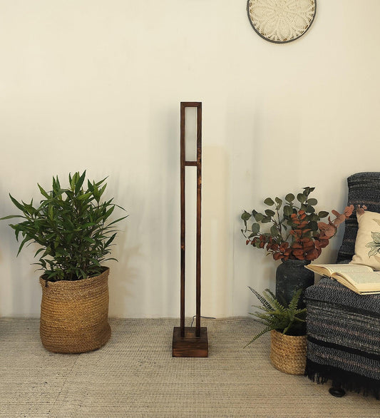 Elevar Wooden LED Floor Lamp with Brown Base - ArtyCraftz.com