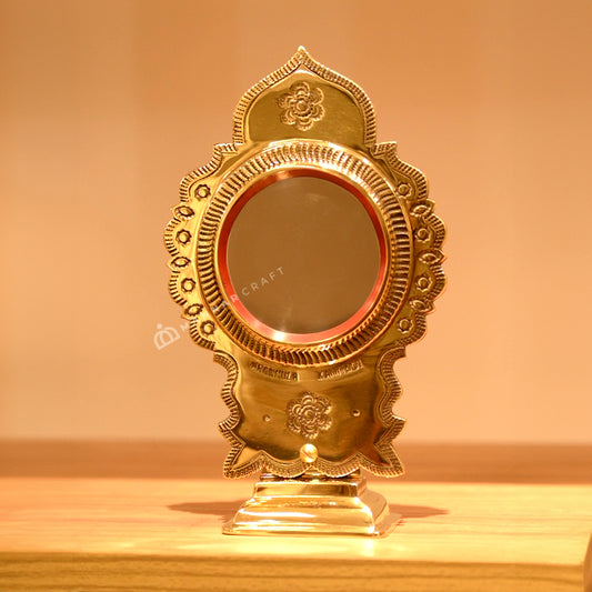 Engraved Peacock Feathers Round Aranmula Kannadi-ArtyCraftz.com