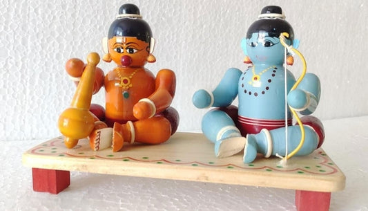 Etikoppaka Bala Rama and Hanuman Idol-ArtyCraftz