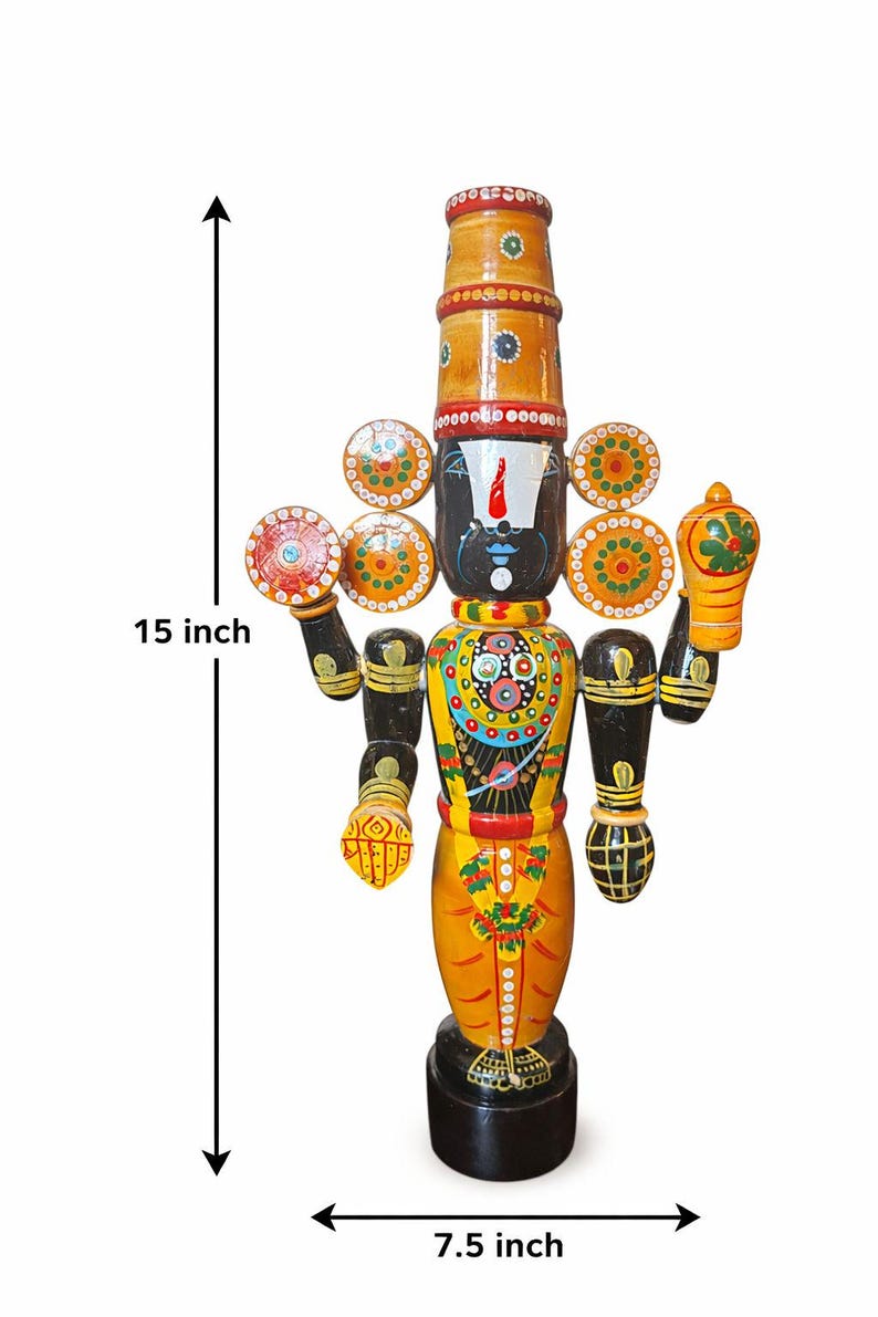 Etikoppaka Balaji Wooden Figurine 15 Inch Handcrafted Traditional Decor-artycraftz.com