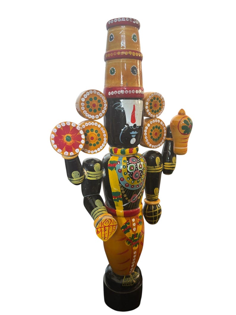 Etikoppaka Balaji Wooden Figurine 15 Inch Handcrafted Traditional Decor-artycraftz.com