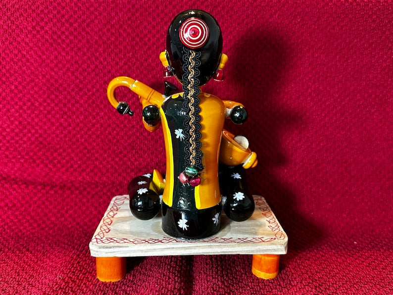 Etikoppaka Lady with Veena Wooden Showpiece-ArtyCraftz.com
