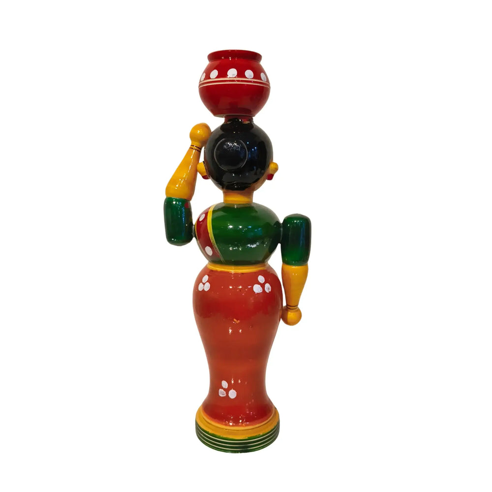 Etikoppaka Wooden Lady Doll with Pot-ArtyCraftz.com