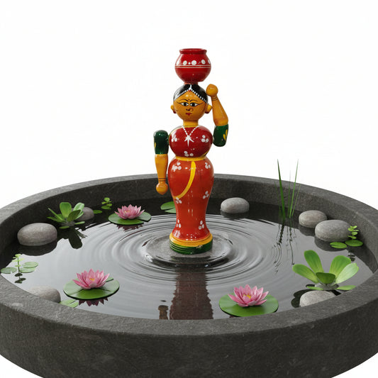 Etikoppaka Wooden Lady Doll with Pot-ArtyCraftz.com