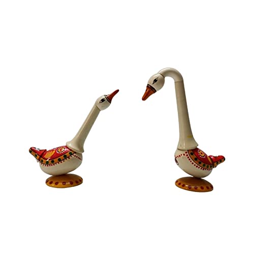 Etikoppaka Wooden Swan Pair front view-ArtyCraftz.com