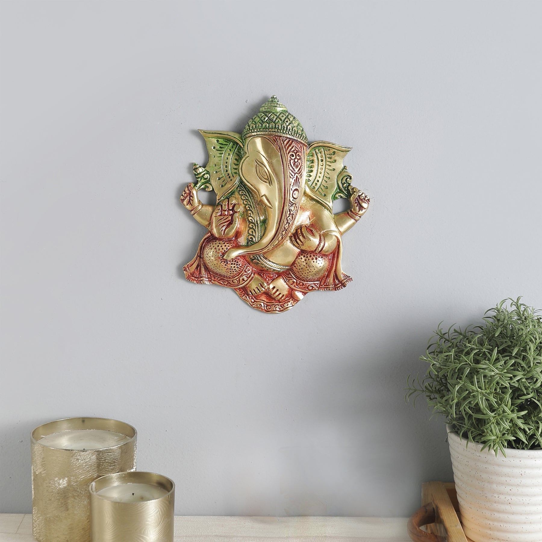 Exquisite Brass Ganesha Wall Hanging-ArtyCraftz.com