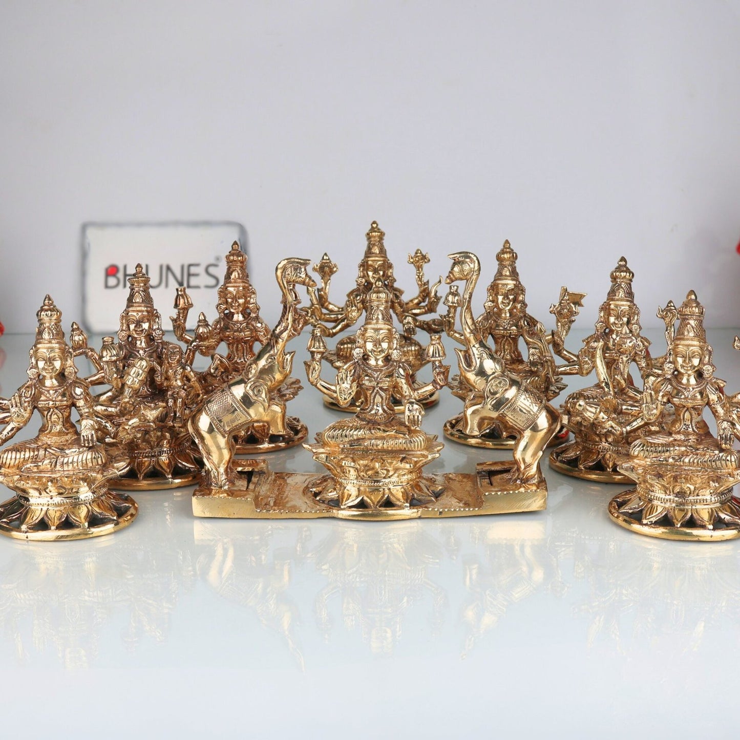 Exquisite Bronze Ashta Lakshmi Idol Set-ArtyCraftz.com