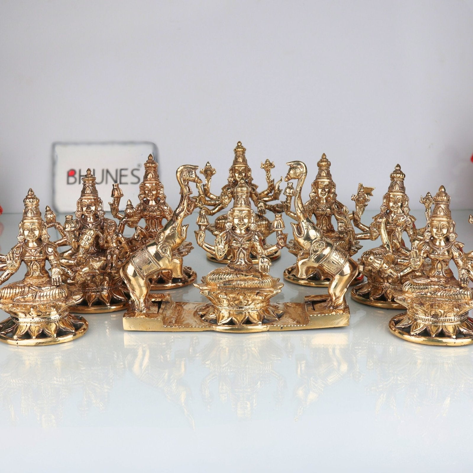 Exquisite Bronze Ashta Lakshmi Idol Set-ArtyCraftz.com