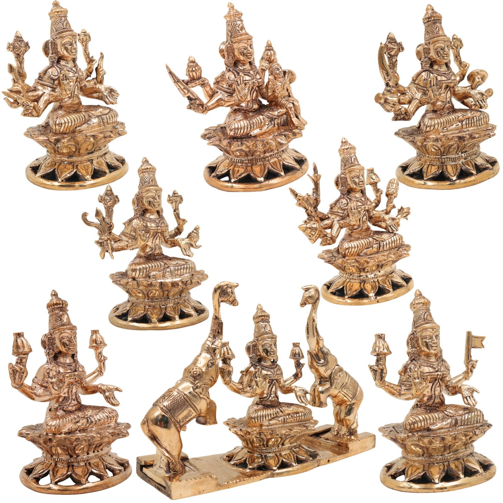 Exquisite Bronze Ashta Lakshmi Idol Set-ArtyCraftz.com