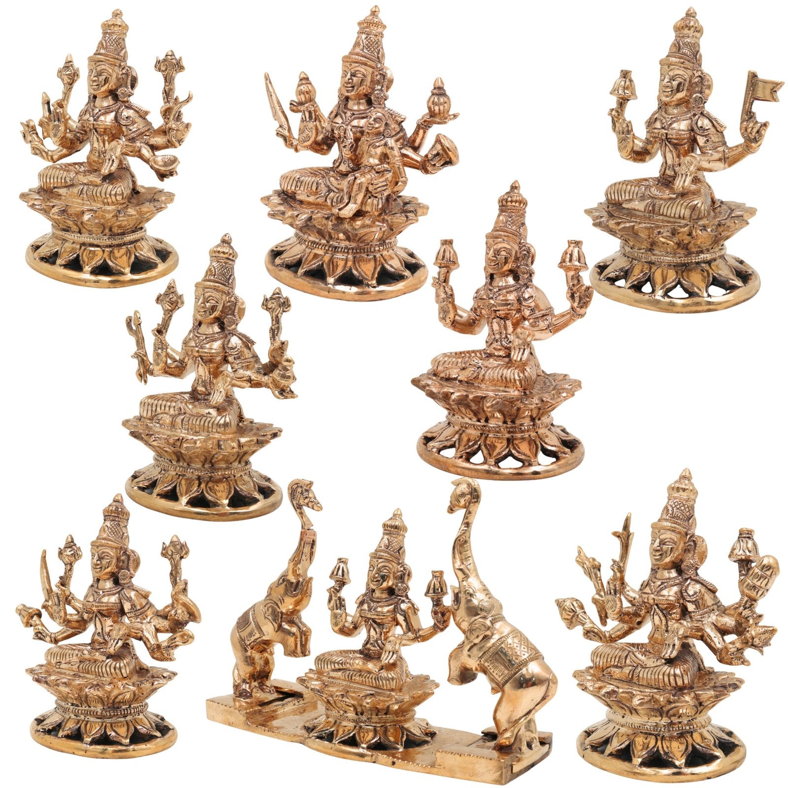 Exquisite Bronze Ashta Lakshmi Idol Set-ArtyCraftz.com