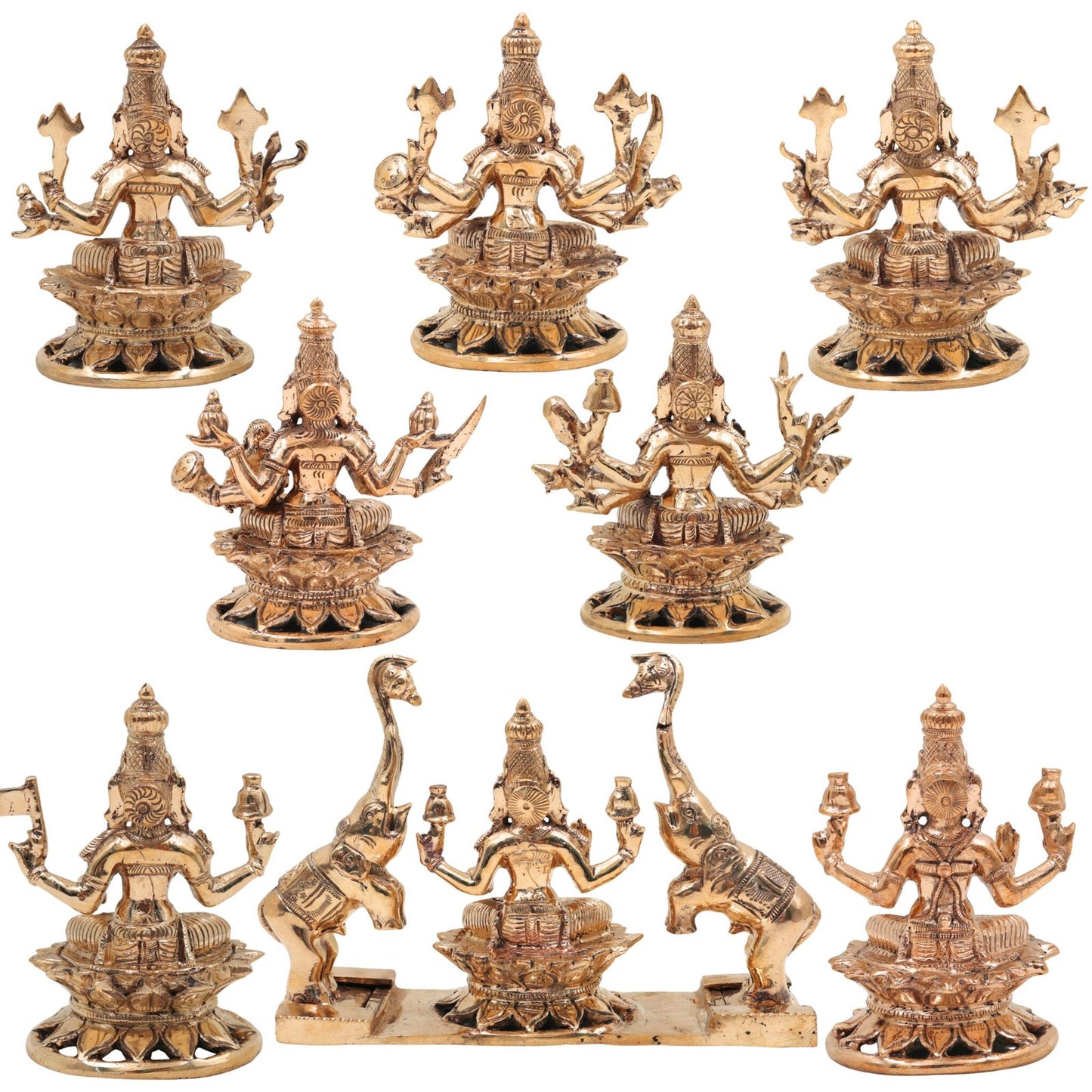 Exquisite Bronze Ashta Lakshmi Idol Set-ArtyCaftz.com